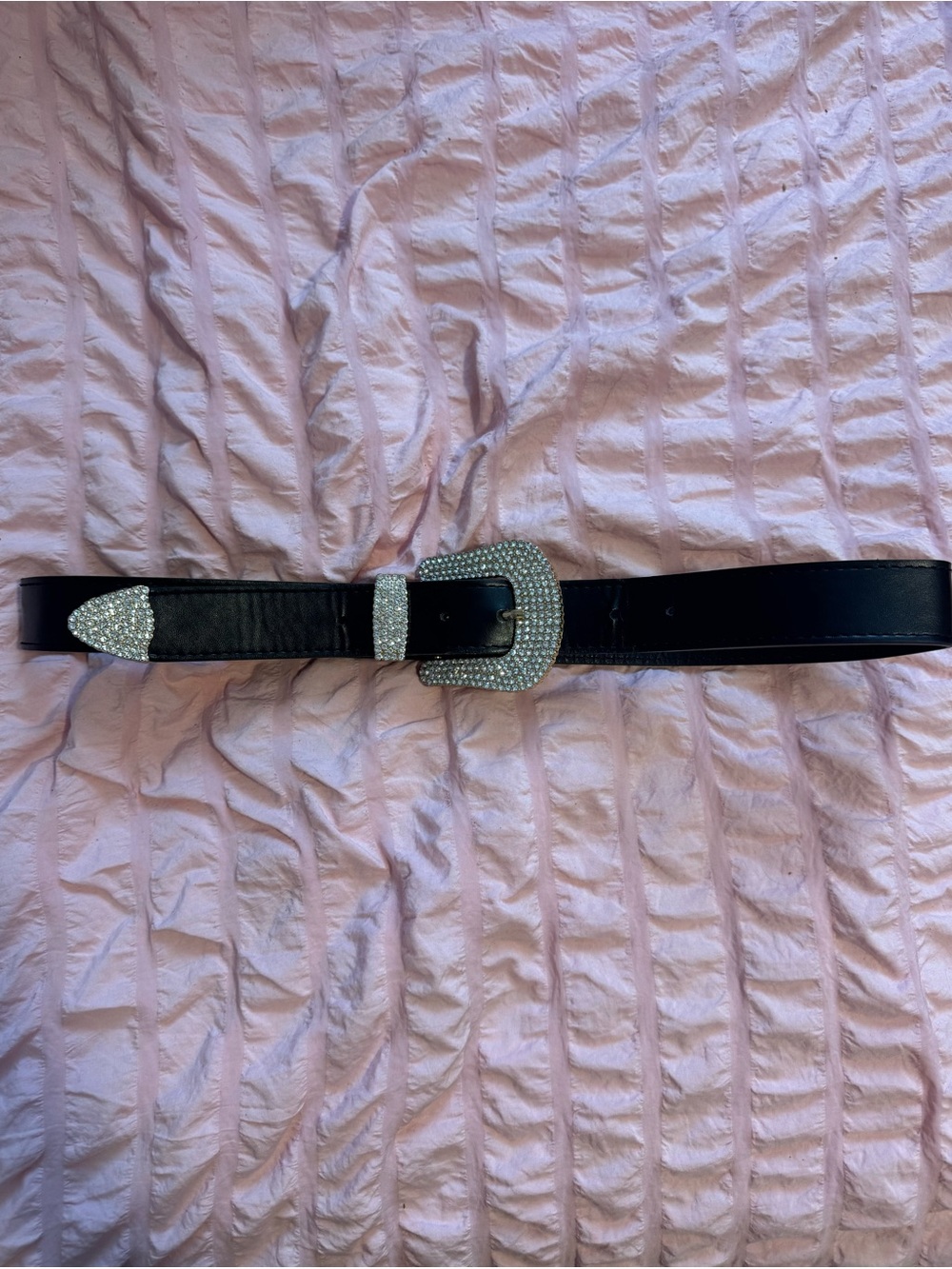 Black Rhinestone Buckle Belt